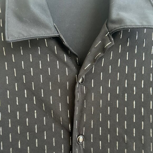 YMLA Vintage Black 90s Y2K Club Polyester Short Slv Mens Club Punk Disco M - Picture 3 of 8